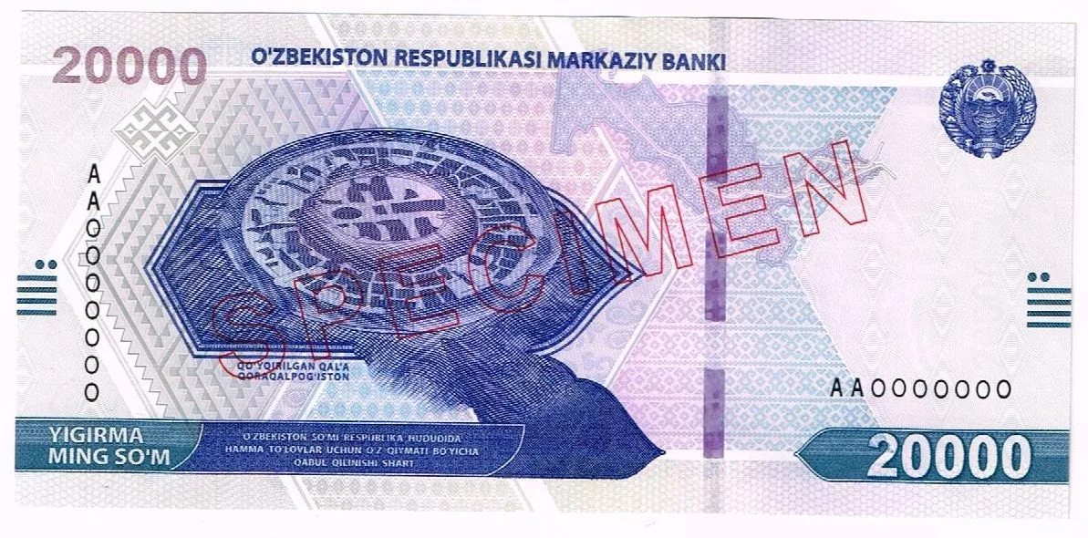 Uzbekistan 20000 Som 2021 UNC P-90s SPECIMEN
