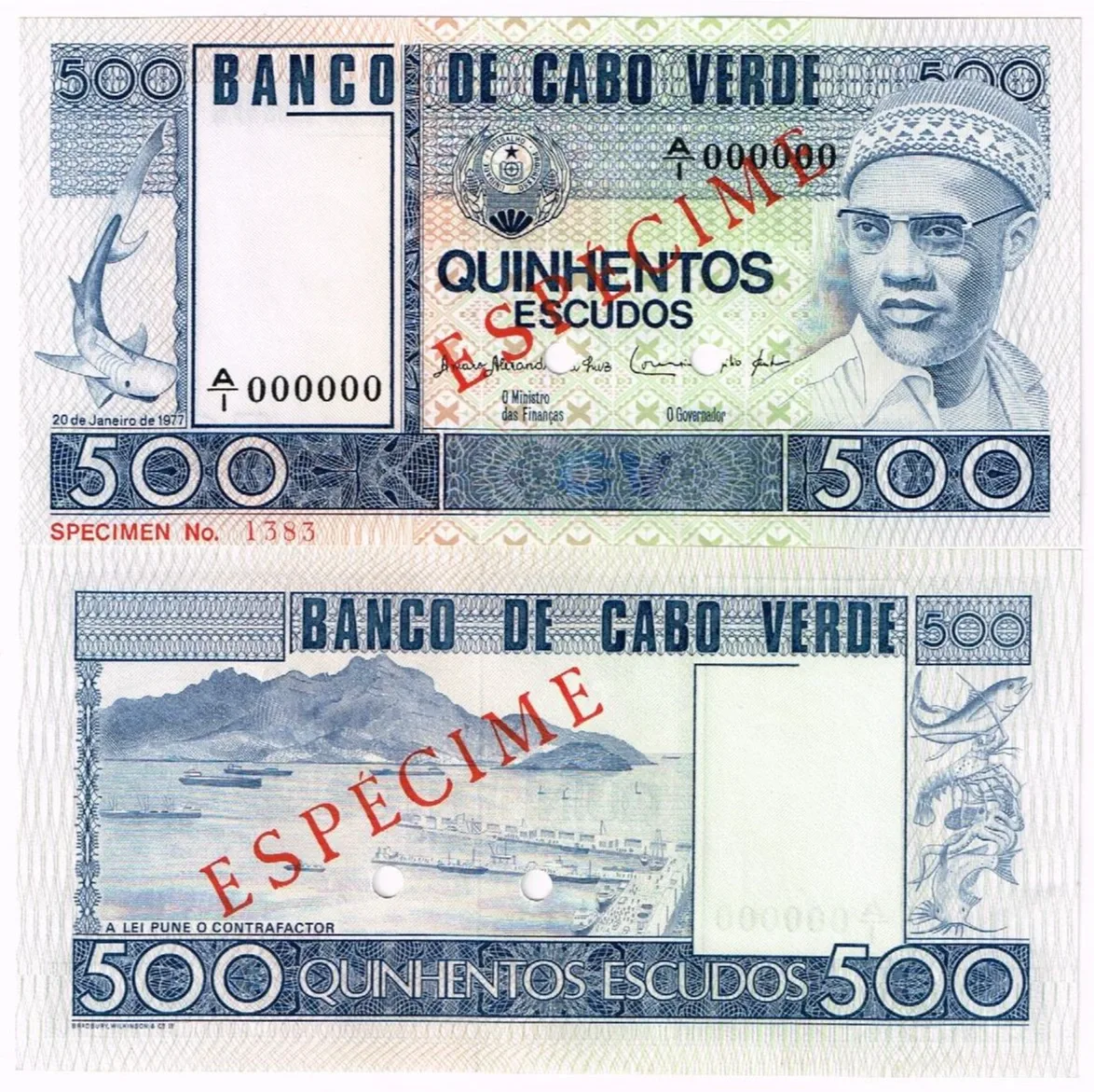 Zielony Przylądek 500 escudo 1977 P-55 UNC SPECIMEN