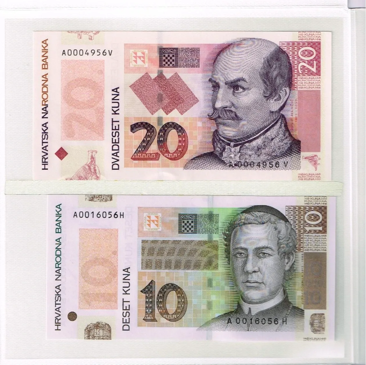 Chorwacja zestaw banknotów 10 i 20 kuna UNC